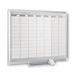 Magnetic Dry Erase Calendar Board, Weekly Planning/Scheduling, 36" x 24", White Surface, Satin Aluminum Frame