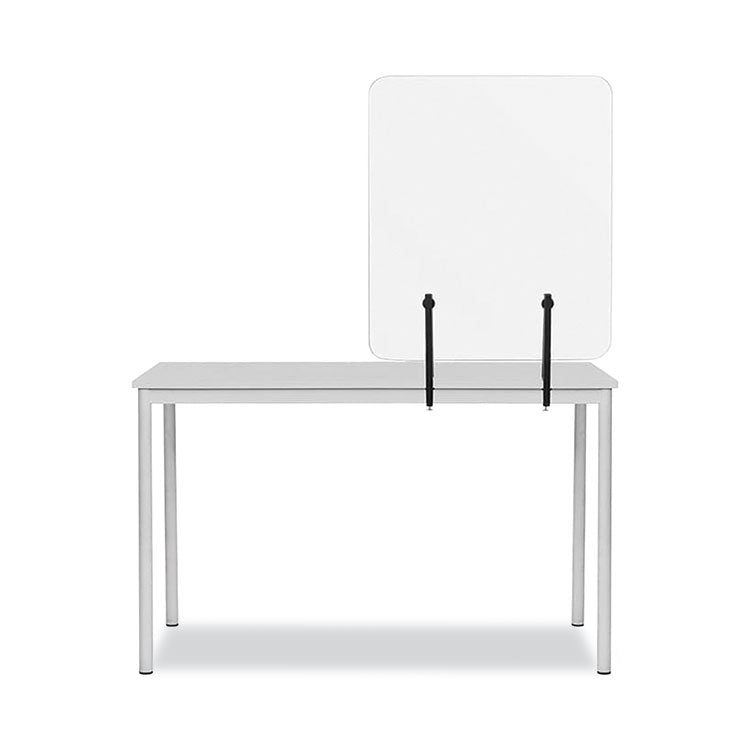 Protector Series Frameless Glass Desktop Divider, 47.2 X 0.16 X 35.4, Clear/aluminum