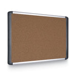 Tech Cork Board, 48" x 36", Tan Surface, Silver/Black Aluminum Frame