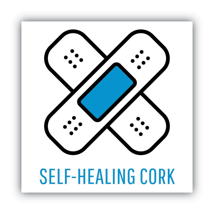 Tech Cork Board, 48" x 36", Tan Surface, Silver/Black Aluminum Frame