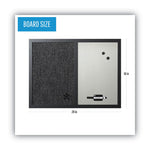 Designer Fabric Bulletin Board, Combo Magnetic Dry Erase/Bulletin, 24" x 18", Charcoal/Gray Surface, Black Fiberboard Frame