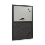 Designer Fabric Bulletin Board, Combo Magnetic Dry Erase/Bulletin, 24" x 18", Charcoal/Gray Surface, Black Fiberboard Frame