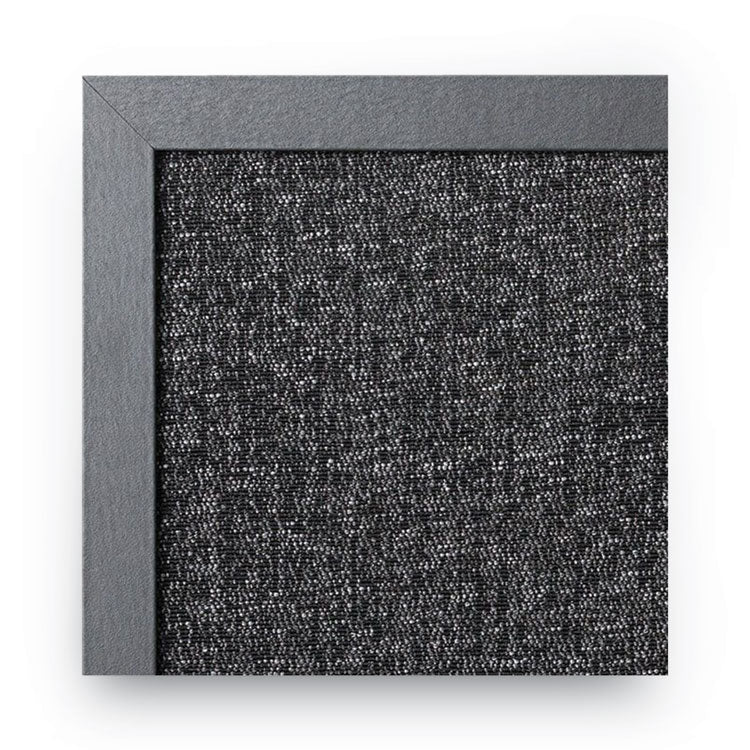 Designer Fabric Bulletin Board, Combo Magnetic Dry Erase/Bulletin, 24" x 18", Charcoal/Gray Surface, Black Fiberboard Frame