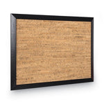 Natural Cork Bulletin Board, 24" x 18", Tan Surface, Black Wood Frame