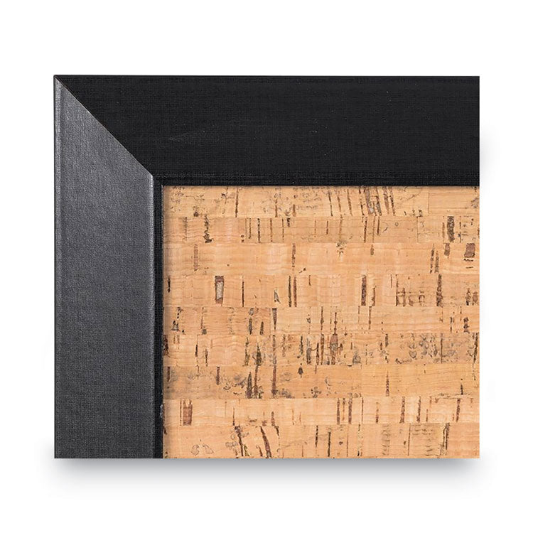 Natural Cork Bulletin Board, 24" x 18", Tan Surface, Black Wood Frame
