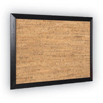 Natural Cork Bulletin Board, 36" x 24", Tan Surface, Black Wood Frame