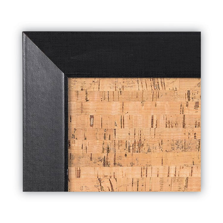 Natural Cork Bulletin Board, 36" x 24", Tan Surface, Black Wood Frame