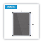 Slim-Line Enclosed Fabric Bulletin Board with One Door, 28" x 38", Gray Surface, Satin Aluminum Frame