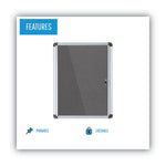 Slim-Line Enclosed Fabric Bulletin Board with One Door, 28" x 38", Gray Surface, Satin Aluminum Frame