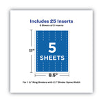 Binder Spine Inserts, 1.5" Spine Width, 5 Inserts/sheet, 5 Sheets/pack