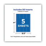 Binder Spine Inserts, 2" Spine Width, 4 Inserts/sheet, 5 Sheets/pack