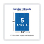 Binder Spine Inserts, 3" Spine Width, 3 Inserts/sheet, 5 Sheets/pack
