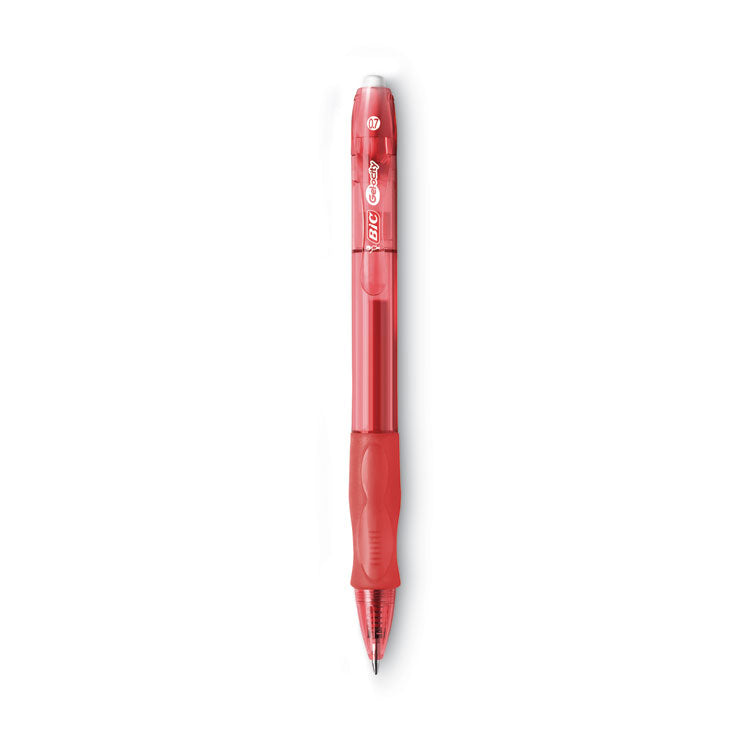 Gel-Ocity Gel Pen, Retractable, Medium 0.7 Mm, Red Ink, Translucent Red Barrel, Dozen