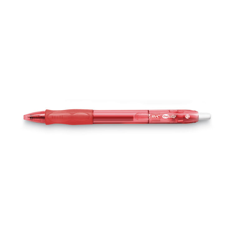 Gel-Ocity Gel Pen, Retractable, Medium 0.7 Mm, Red Ink, Translucent Red Barrel, Dozen