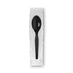 Grab'N Go Wrapped Cutlery, Spoon, Plastic, Black, 90/Box, 6 Boxes/Carton