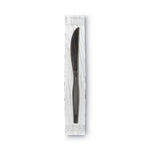 Grab'N Go Wrapped Cutlery, Knife, Plastic, Black, 90/Box
