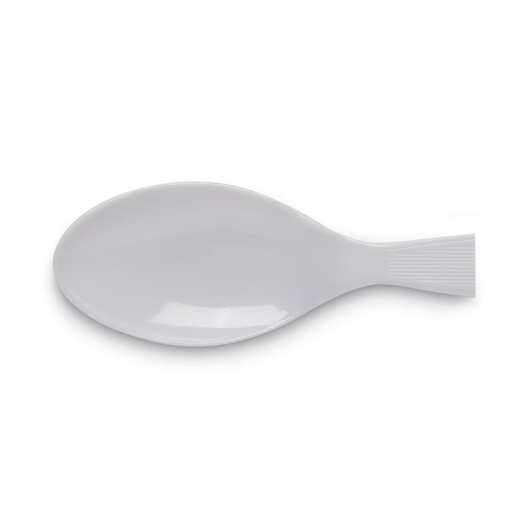 Individually Wrapped Mediumweight Polystyrene Cutlery, Spoon, Plastic, White, 1,000/Carton