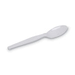 Individually Wrapped Mediumweight Polystyrene Cutlery, Spoon, Plastic, White, 1,000/Carton
