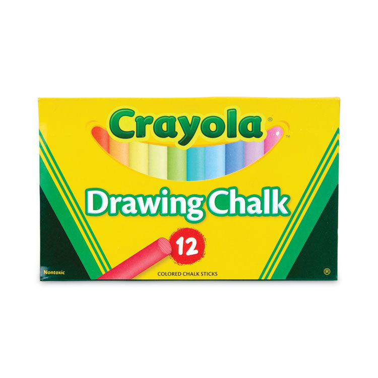 Colored Drawing Chalk, 3.19" x 0.38" Diameter, 12 Assorted Colors 12 Sticks/Set