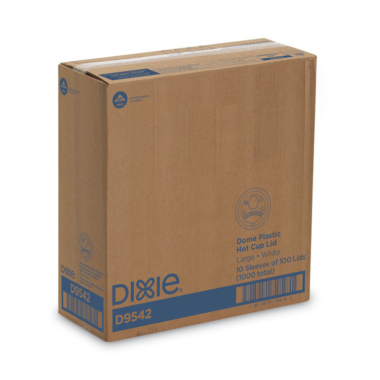 Dome Drink-Thru Lids, Fits 10 oz to 16 oz Hot Cups, Plastic, White, 1,000/Carton