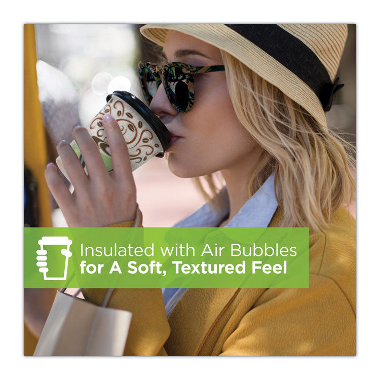 PerfecTouch Paper Hot Cups and Lids Combo, 10 oz, Coffee Haze Design, 50/Pack, 6 Packs/Carton