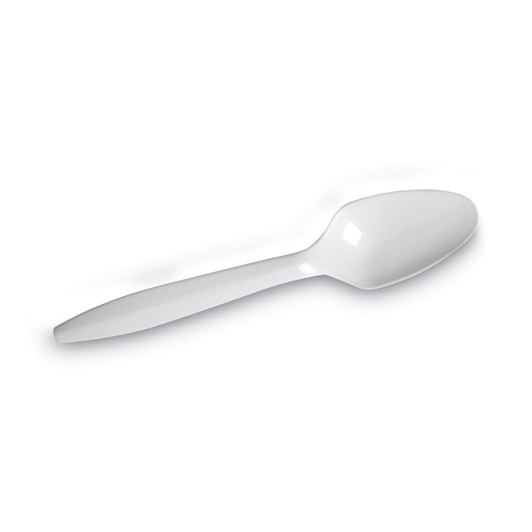 Plastic Cutlery, Mediumweight Spoon, White, 1,000/Carton