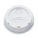 Dome Drink-Thru Lids, Fits 10 oz to 16 oz PerfecTouch Hot Cups/12 oz to 20 oz WiseSize Hot Cups, Plastic, White, 50/Pack