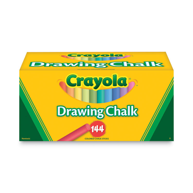 Colored Drawing Chalk, 3.19" x 0.38" Diameter, Six Each of 24 Assorted Colors, 144 Sticks/Set
