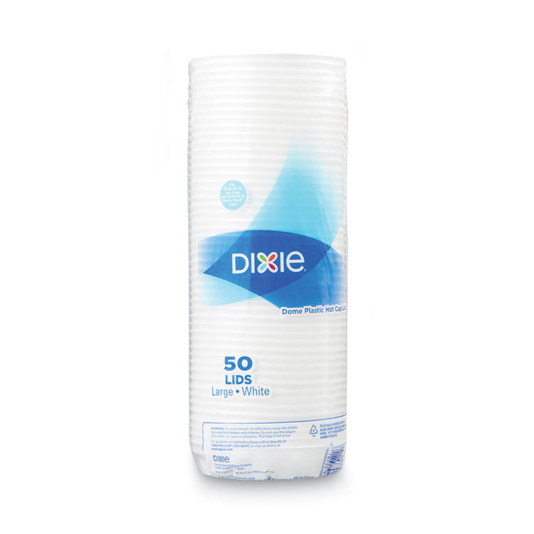 Dome Drink-Thru Lids, Fits 10 oz to 16 oz PerfecTouch Hot Cups/12 oz to 20 oz WiseSize Hot Cups, Plastic, White, 50/Pack