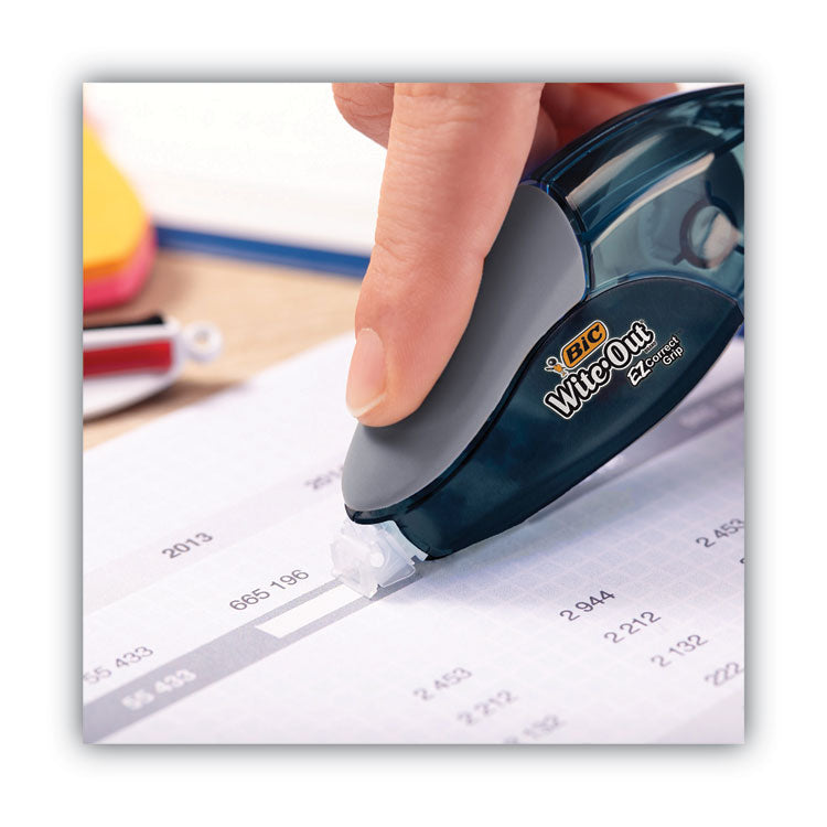 Wite-Out EZ Correct Grip Correction Tape, NonRefill, Smoke Applicator, 0.17" x 402", 2/Pack