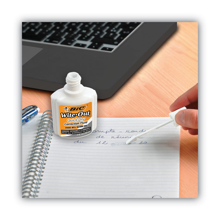 Wite-Out Quick Dry Correction Fluid, 20 Ml Bottle, White, 3/pack