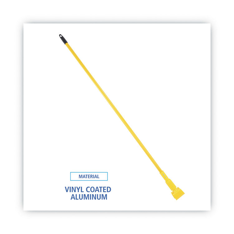 Plastic Jaws Mop Handle for 5 Wide Mop Heads, Aluminum, 1" dia x 60", Yellow