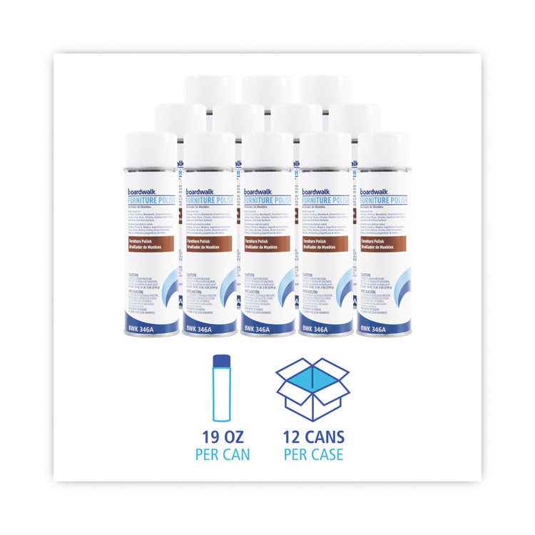 Furniture Polish, Lemon Scent, 19 oz Aerosol Spray, 12/Carton