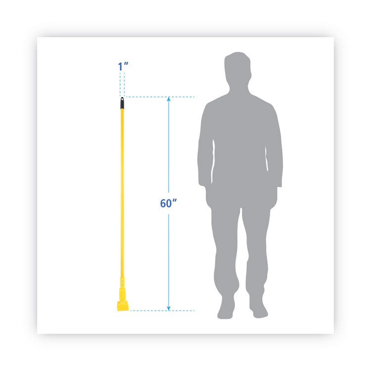 Plastic Jaws Mop Handle for 5 Wide Mop Heads, Aluminum, 1" dia x 60", Yellow