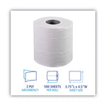 2-Ply Toilet Tissue, Septic Safe, White, 156.25 ft Roll Length, 500 Sheets/Roll, 96 Rolls/Carton