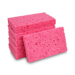 Small Cellulose Sponge, 3.6 X 6.5, 0.9" Thick, Pink, 2/pack, 24 Packs/carton