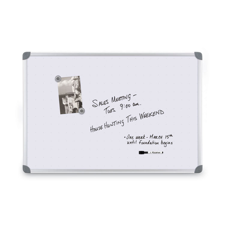 Euro-Style Magnetic Dry-Erase Aluminum Frame Boards, 36" x 24", White Surface, Satin Aluminum Frame