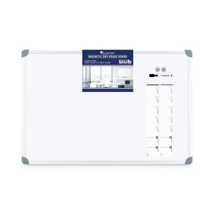 Euro-Style Magnetic Dry-Erase Aluminum Frame Boards, 36" x 24", White Surface, Satin Aluminum Frame
