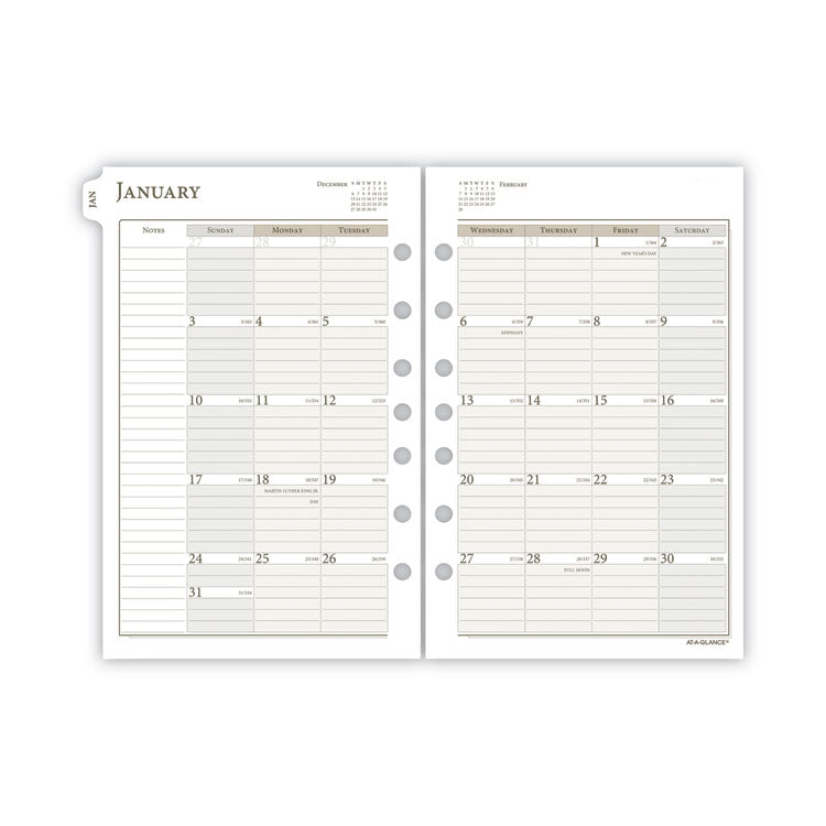 1-Page-Per-Day Planner Refills, 8.5 x 5.5, White Sheets, 12-Month (Jan to Dec): 2025