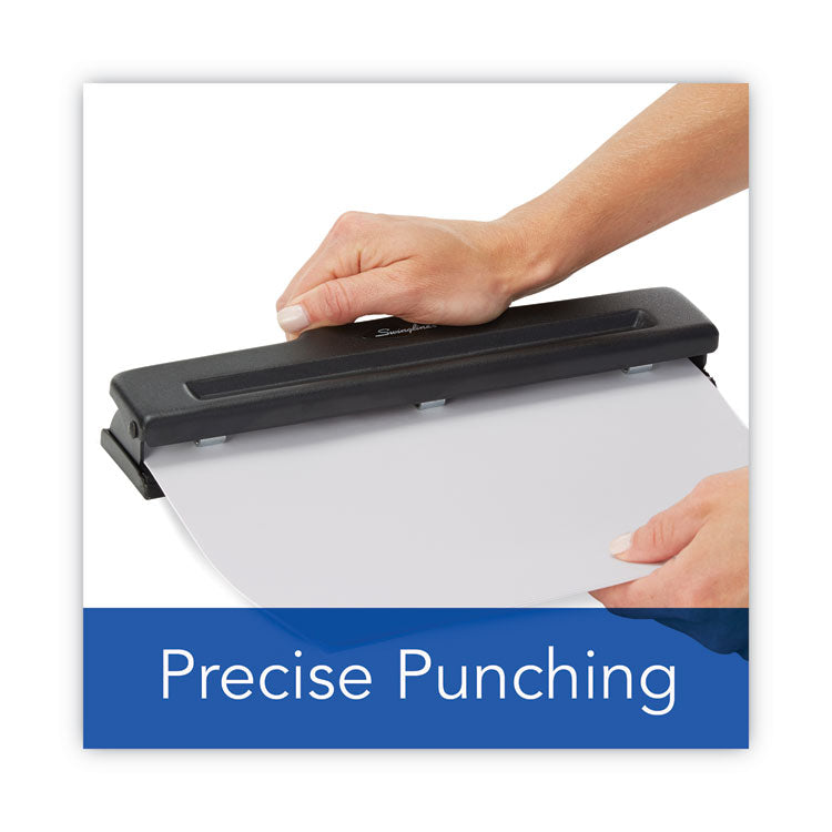 10-Sheet Desktop Light-Duty Two- To Three-Hole Adjustable Punch, 9/32" Holes, Black