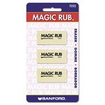 MAGIC RUB ERASER, FOR PENCIL/INK MARKS, RECTANGULAR BLOCK, MEDIUM, OFF WHITE, 3/PACK
