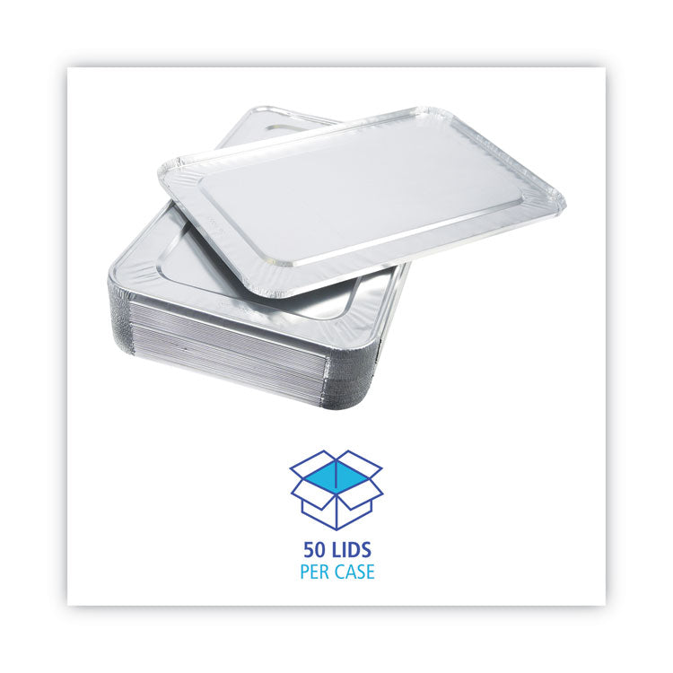 Aluminum Steam Table Pan Lids, Fits Full-Size Deep Pan, 380 Gauge, 0.63" Deep, 12.88 x 20.81, 50/Carton