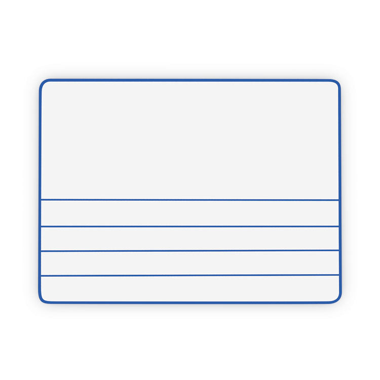 Dry Erase Student Boards, Ruled for Handwriting Practice, 12" x 9", Blue/White Surface, 10/Set