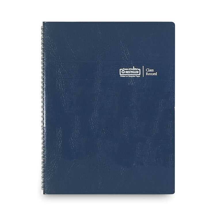 Recycled Class Record Book, 9-10 Week Term: Two-Page Spread (35 Students), Two-Page Spread (8 Classes), 11 X 8.5, Blue Cover