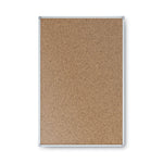Economy Cork Board with Aluminum Frame, 24" x 18", Tan Surface, Satin Aluminum Frame