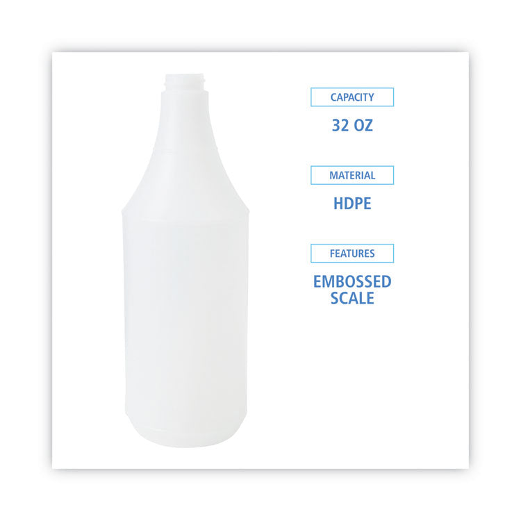 Embossed Plastic Spray Bottle, 32 oz, Clear, 24/Carton