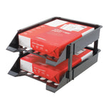 Supertray Countertop Tray Set, 2 Sections, Letter To Legal Size Files, 11" X 14.88" X 2.5", Black, 2/pack