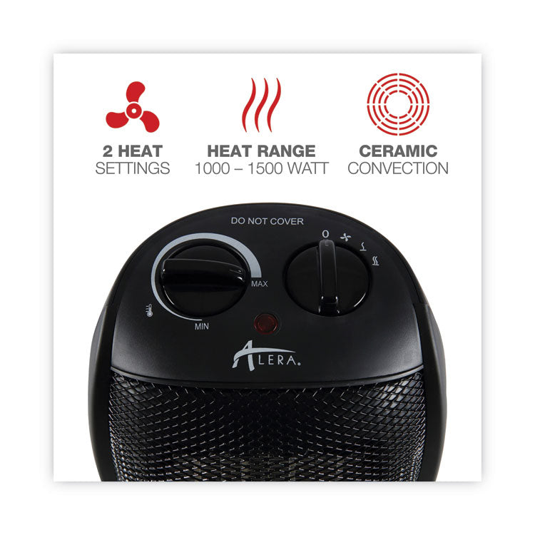 Ceramic Heater, 1,500 W, 7.12 x 5.87 x 8.75, Black