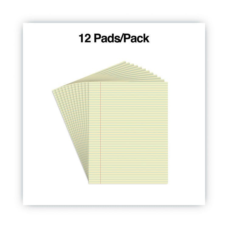 Glue Top Pads, Narrow Rule, 50 Canary-Yellow 8.5 X 11 Sheets, Dozen