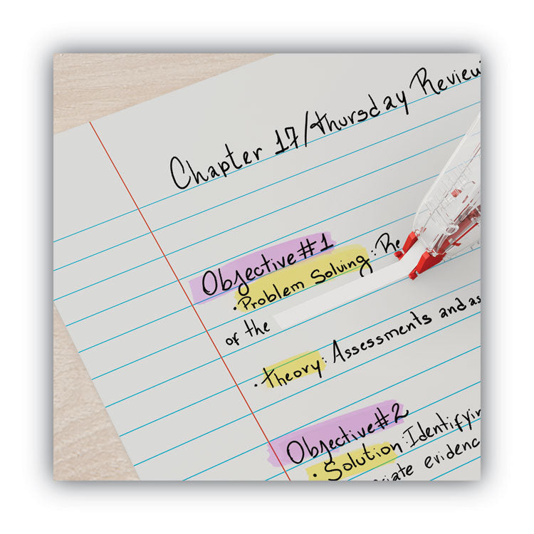 Correction Tape Dispenser, Non-Refillable, Transparent Red Applicator, 0.2" x 315", 2/Pack